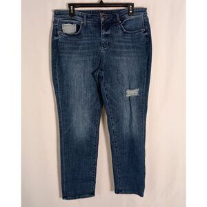 NYDJ Margot Girlfriend Jeans Size 10 High Rise Stretch Ankle Distressed